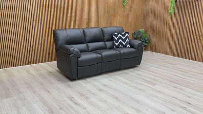 Video tour of the ‘Leighton’ power recliner, demonstrating the smooth motorised reclining mechanism and independent seat adjustment.