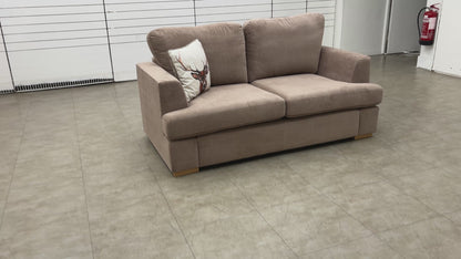 'Freya' Mocha Freya Plain Weave Fabric 2 Seater Sofa