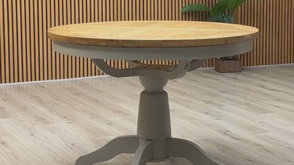‘Lewis’ Natural Oak Round Pedestal Butterfly Extending Dining Table