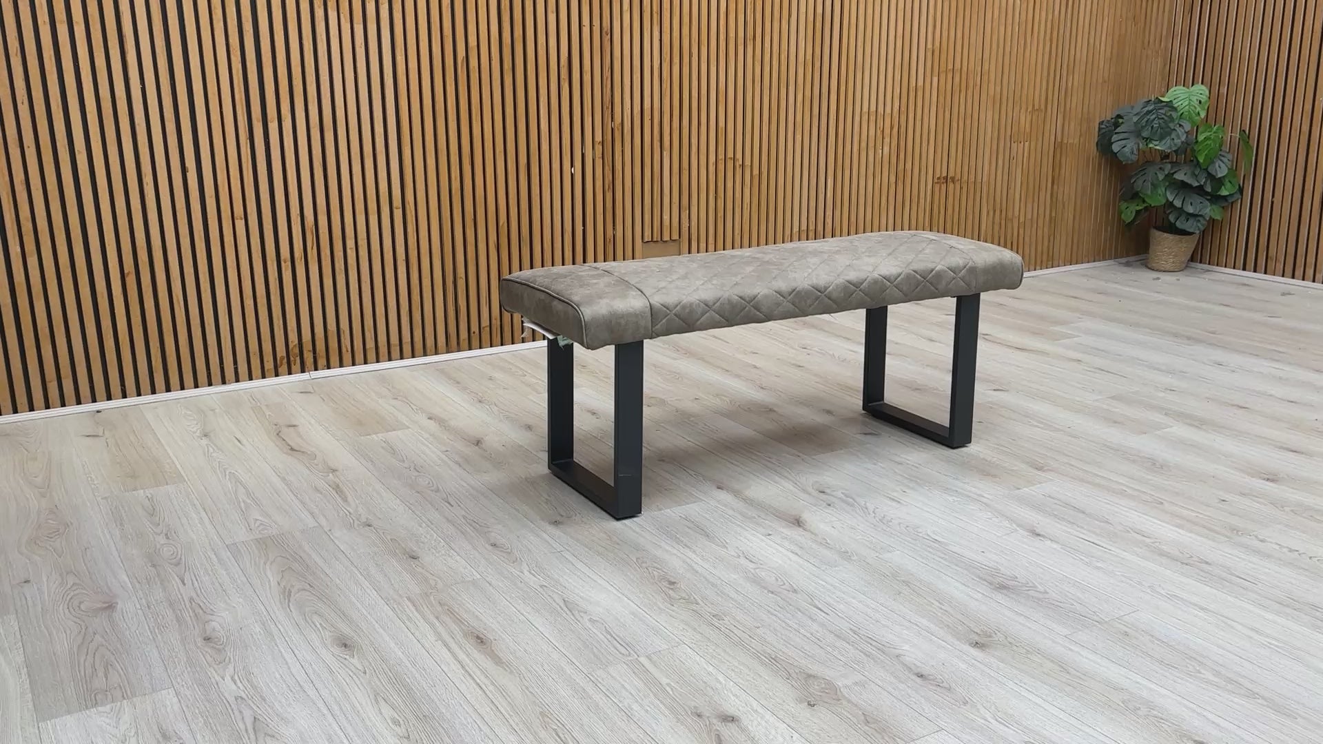Video overview of the Warrior fabric bench, demonstrating the material texture and sturdy contemporary design.