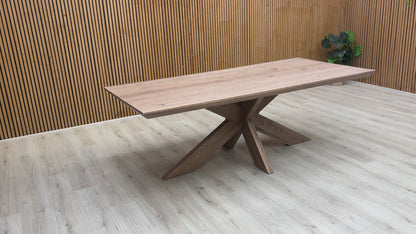 Bodahl ‘Loki’ 04 Desert Solid Oak Swiss Edge 220cm Dining Table with Wooden Star Base