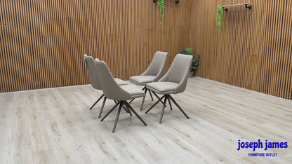 ‘Icon’ Light Taupe - Bronze Faux Leather Set of 4 Swivel Dining Chairs