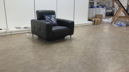‘Ezra’ Black Leather Power Recliner Chair with Power Headrests