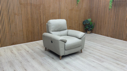 ‘Silverstone’ Cat-60:23 Lead Grey Leather Power Recliner Armchair