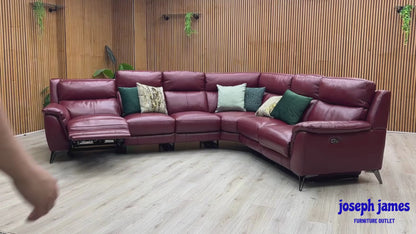 'Contempo' Burgundy Red Leather Double Power Recliner XL Modular Corner + Chair Sofa Set