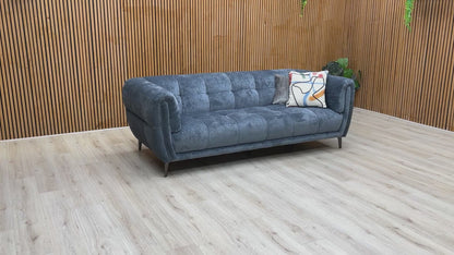 'Sienna' Hudson Ocean Blue Fabric 3 Seater Sofa