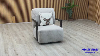Video Of ‘Aphrodite’ contemporary accent swivel chair, beautifully upholstered in high-grade California Cobblestone Grey fabric with a sleek, circular silhouette.