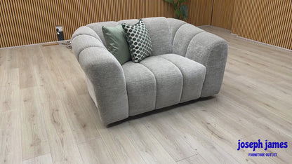 'Rhianna' Aston Lead Grey Fabric Cuddler Chair