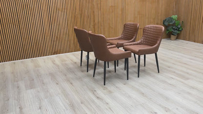 'Osaka' Tan Brown Faux Leather Fixed Dining Chairs - Set of 4