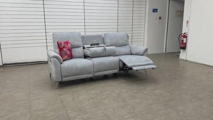 'Daytona' 43516 Dexter Smoke Velvet Power Recliner Sofa with Drop Down Cup Holders