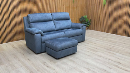 G Plan 'Thornbury' A125 Stingray Indigo Blue Velvet 3 Seater Sofa + Storage Footstool