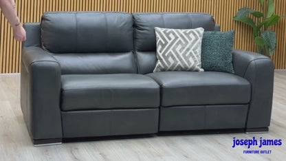 Marinelli 'Viali' Tatto Grey Leather 3 Seater Power Recliner Sofa