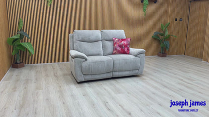 ‘Sloane’ Hudson Mist Grey Fabric 2 Seater Power Recliner Sofa
