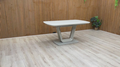 ‘Stockholm' High-gloss Light Grey Tempered Glass Large 160cm Dining Table