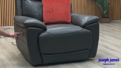 'Sloane' Cat-35_01 Florida Graphite Grey Leather Power Recliner Armchair