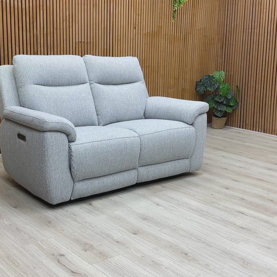 Video demonstrating the Power Recliner function of the Bobby Stone Grey 2 Seater Sofa.