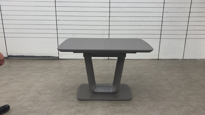 ‘Stockholm' High-gloss Grey Tempered Glass 120cm Extending Dining Table