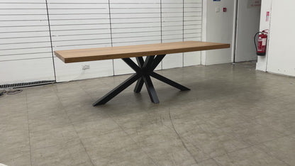 Bodahl 'Terra' 01 Oiled Solid Oak Straight Edge 240cm Dining Table with Metal Star Base Legs