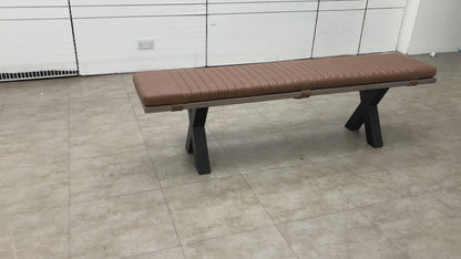 Bodahl 'Loki' 08 Vintage Grey Solid Oak 180cm Dining Bench with Cognac 180cm Bench Pad