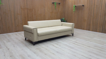'Zoom' Dacota Pebble Cream La-4305 Leather 3 Seater Sofa Bed