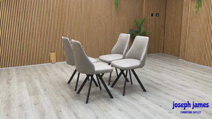 'Vida' Taupe Faux Leather Set of 4 Swivel Dining Chairs