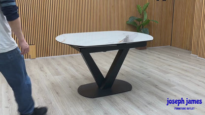 ‘Julio’ Fiorentino Marble Ceramic Top 130cm Swivel Extending Dining Table