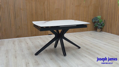 'Jose' Doro Marble Ceramic Top 130cm Pop Up Extending Dining Table
