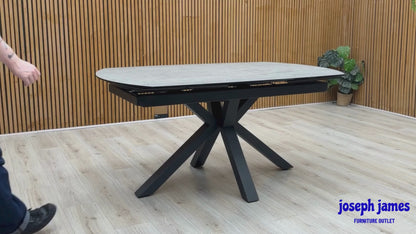 ‘Raul’ Silver Ceramic Top 160cm Swivel Extending Dining Table