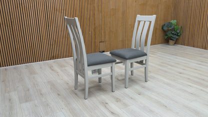 Furnitureland ‘Hamilton’ Dark Grey Upholstery High Back Wooden Slat Back Dining Chair - Set of 2