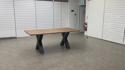 Bodahl 'Loki' 04 Desert Solid Oak Swiss Top 200cm Dining Table with Metal X-Shaped Legs
