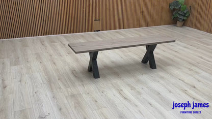 Bodahl 'Loki' 08 Vintage Grey Solid Oak 160cm Dining Bench with All Wooden X-Shaped Legs