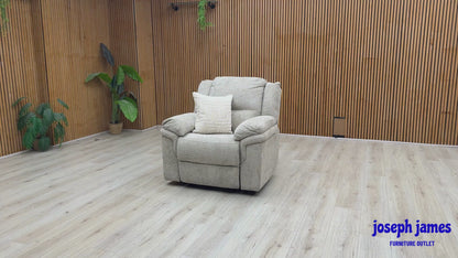 'Albion' Natural Chunky Weave Fabric High Back Manual Recliner Armchair