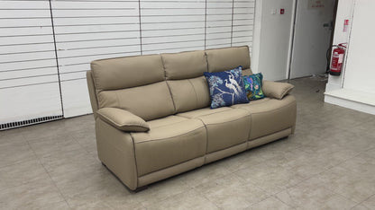 'Lugo' Latte Leather 3 Seater Sofa