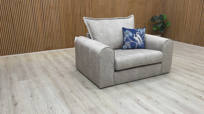 ‘Serenis’ Silver Rest Velvet Cuddler Chair