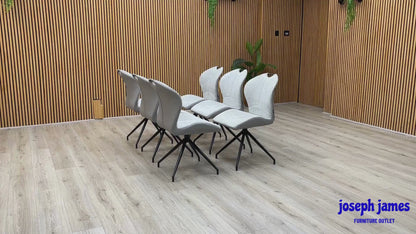 ‘Raul’ G5 Stone Grey Fabric Set of 6 Swivel Dining Chairs