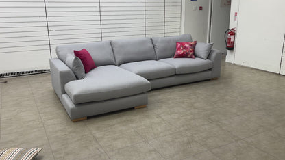 'Calix' Grey Calix Boucle Fabric Left Hand Facing Large Chaise End Sofa