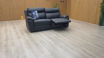 'Edison' Black Faux Leather 3 Seater Manual Recliner Sofa