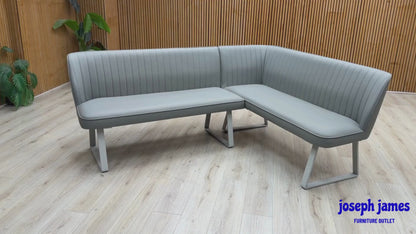 ‘Fumo’ Light Grey Faux Leather Right Hand Facing Corner Dining Bench