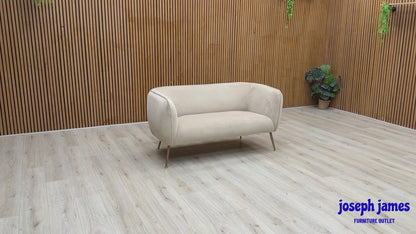 ‘Juliana’ Beige Velvet Fabric 2 Seater Sofa