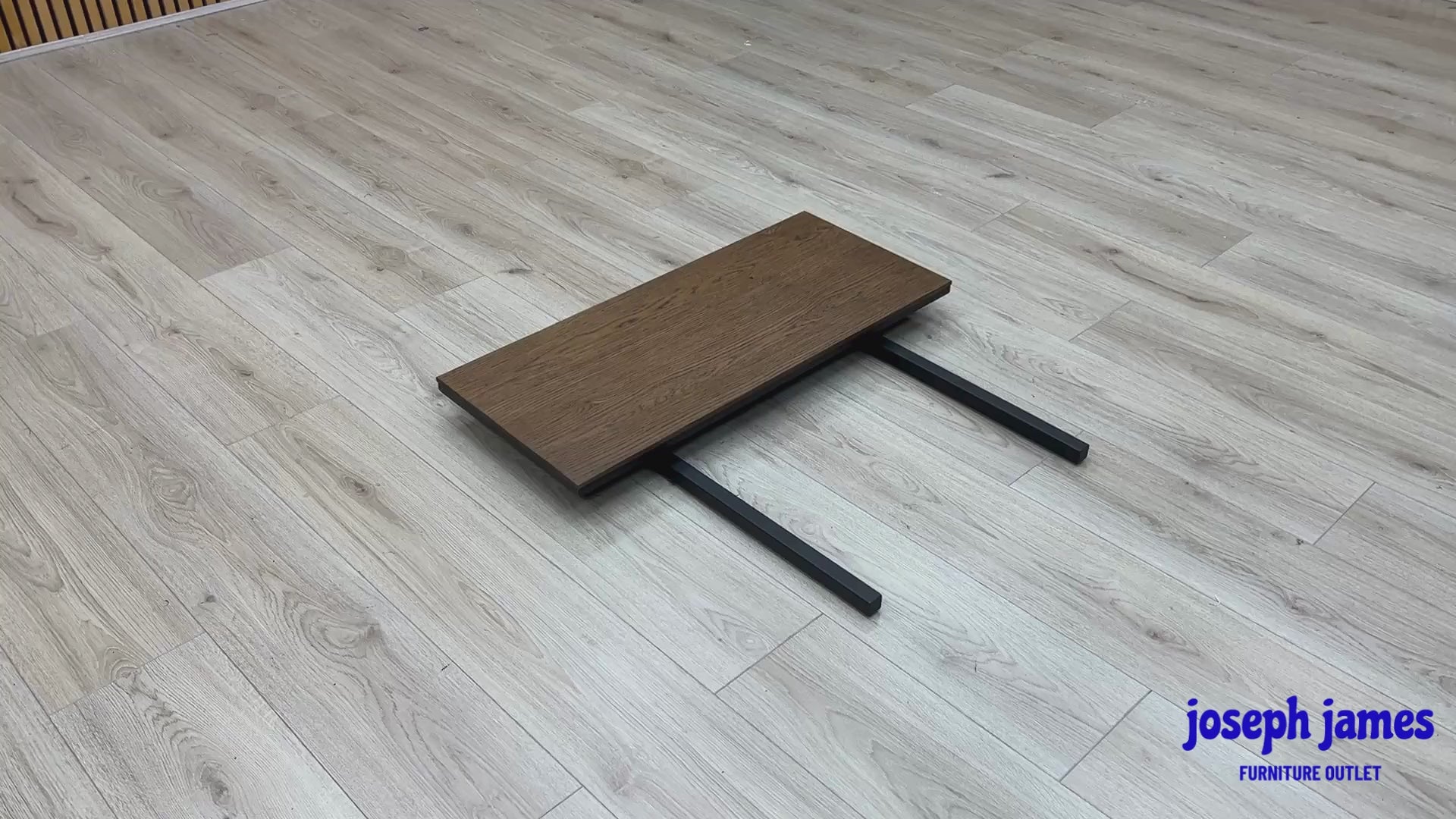 Video Of ‘Moon’ contemporary 50cm dining table extension leaf, showcasing a beautifully finished matching wood top surface with clean, straight edges.