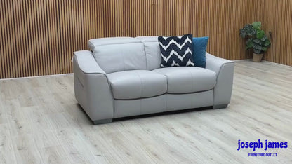 World of Leather 'Xavier' Hw-251e Grey Leather Set: 3 Seater Power Recliner with Power Headrests + 2 Seater Standard Sofa Set