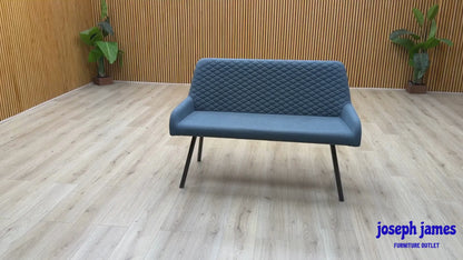‘Rocket’ Mineral Blue Fabric High Back Dining Bench