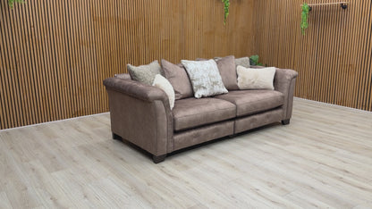 ‘Aura' Kenzo Chocolate Brown Dw Ft Velvet 4 Seater Scatter Back Split Frame Sofa