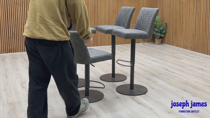 'Earth' Grey Fabric Set of 4 Swivel Bar Stools