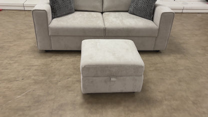 ‘Mia’ Taupe Tight Weave Fabric 3 Seater Sofa + Storage Footstool