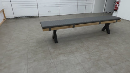 Bodahl 'Terra' 52 Natura Bianca Solid Oak 240cm Dining Bench with Metal X-Shaped Legs + Grey Bench Pad