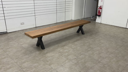 Bodahl 'Loki' 06 Old Bassano Solid Oak 240cm Dining Bench with X-Shaped Legs