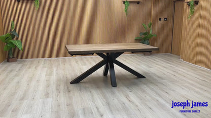 'Jupiter’ Dark Oak Solid Oak 180cm Dining Table with Star Base