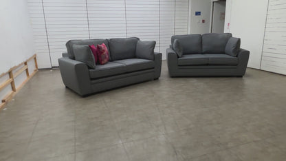 'Chalfont' Charcoal Tight Weave Fabric 3 + 2 Seater Sofa Set