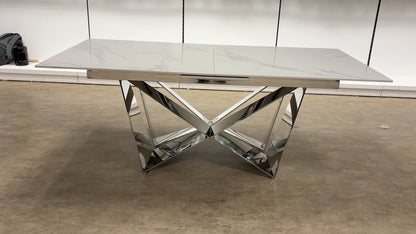 ‘Marvel’ Chrome Ceramic Top Large Extending Dining Table - 200cm